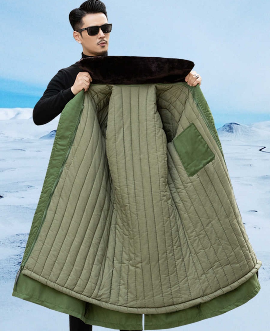 Yellow Winter Clothing - Женское бархатное длинное пальто, утепленное, желто-зеленое,