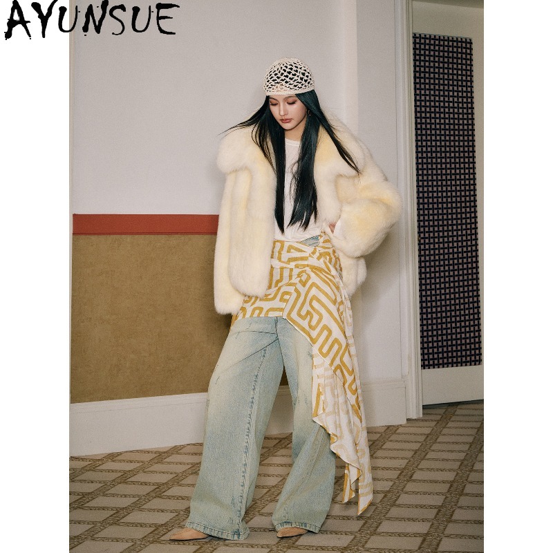 AYUNSUE пальто из натурального – обзор и цена Yellow Winter Clothing